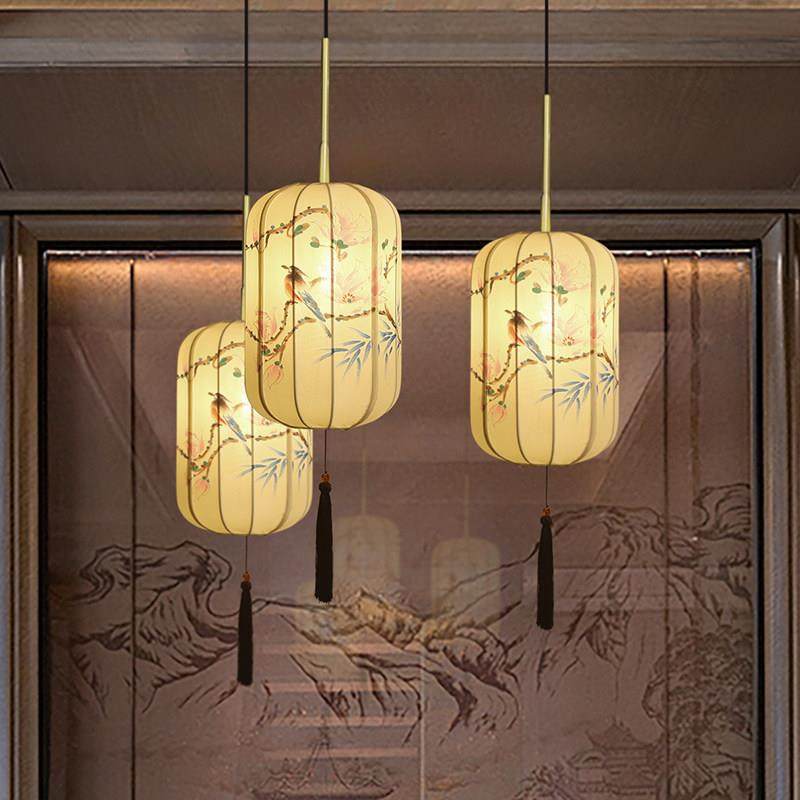 新中式吊灯复古国风客厅卧室床头灯禅意茶室手绘灯笼饭厅灯饰灯具,家装灯饰光源,餐厅吊灯,淘宝优惠券,粉丝福利购,淘宝优惠卷