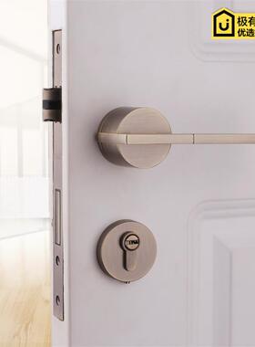 依佰利青古铜门锁北欧卧室新中式房门锁室内极简约欧式静音门锁