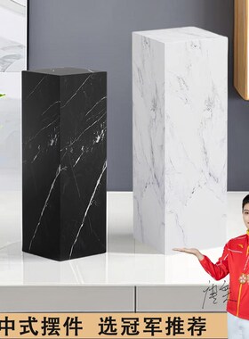 白色长方形大理石摆台底座摆件客厅玄关电视柜落地石墩柱子雕塑台