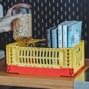 家用折叠收纳筐桌面收纳盒可叠放迷你杂物收纳篮车载户外整理筐