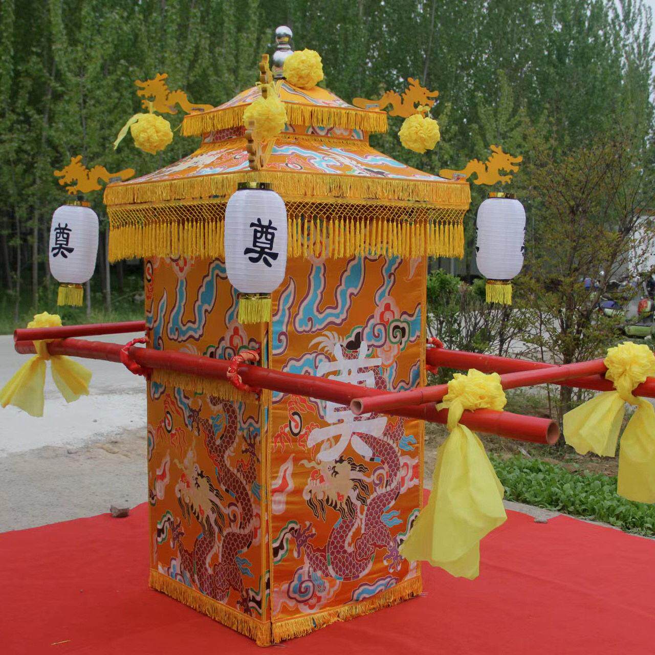 白事轿子厂家直销丧葬用品抬骨灰盒花轿八抬折叠丧事轿灵轿棺材轿