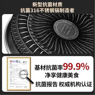 赫巴兹蜂窝316不锈钢不粘锅平底锅家用无涂层深煎炒不沾烙饼煎锅