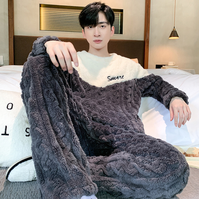 冬睡衣冬季男款加厚加珊瑚绒2025新款男士家居服套头款新款1110k