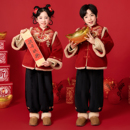 儿童喜庆服唐装 元 旦拜年服男女童演出服国风宝宝周岁礼服2026新款