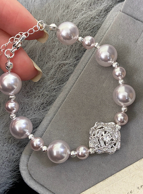 曼塔施家珍珠满锆玫瑰花朵手链女