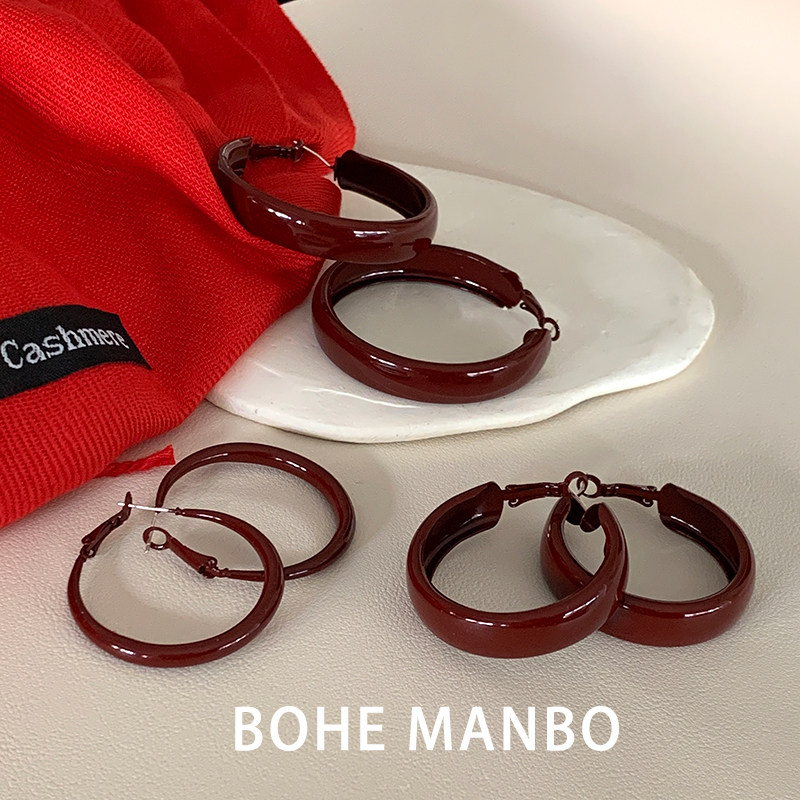 安可拉红色滴油圆圈耳扣小众高级感复古简约耳环秋冬港风百搭耳饰,饰品/流行首饰/时尚饰品新,耳环,淘宝优惠券,粉丝福利购,淘宝优惠卷