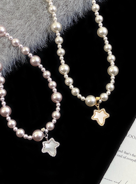 天然贝壳吊坠施家珍珠串珠项链女