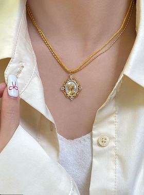 天然贝壳珍珠真金电镀吊坠项链女