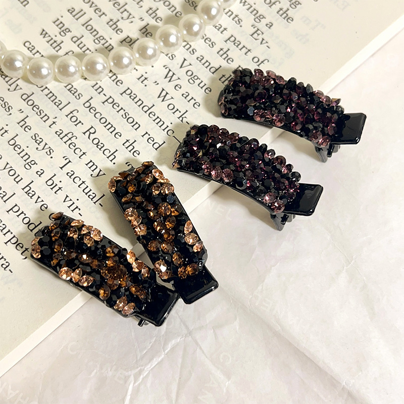 侧边夹刘海夹韩系气质精致百搭炫彩闪钻女顶夹马尾夹带钻鸭嘴夹子