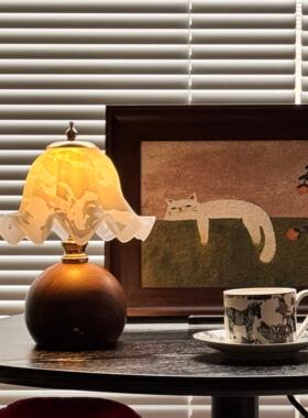 浪复37009兰古胡桃铃花台灯创意玻饰璃灯罩触摸开关卧室漫客厅装