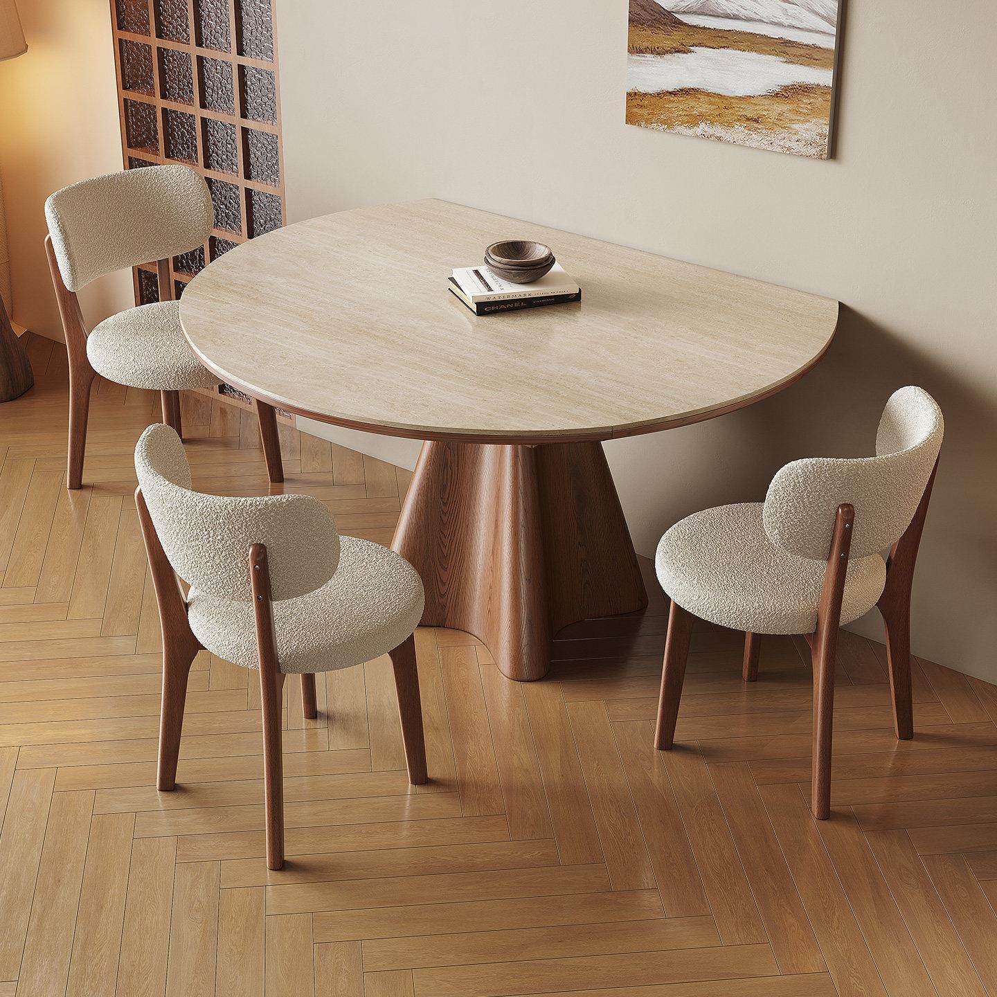 202复5新21127款洞石岩伸木缩餐桌可变圆板桌家用古风实折叠方圆,住宅家具,岩板餐桌,淘宝优惠券,粉丝福利购,淘宝优惠卷