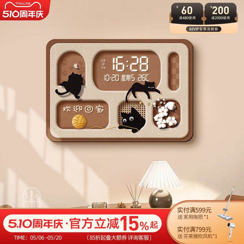 免打孔电表猫箱装饰画通卡咪表配电箱壁画万年历钟电闸HJBJ-202遮