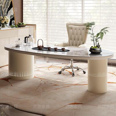 高岩板茶合桌椅组端轻奢现代高级灵愿（家感茶轻奢美容院办公一体