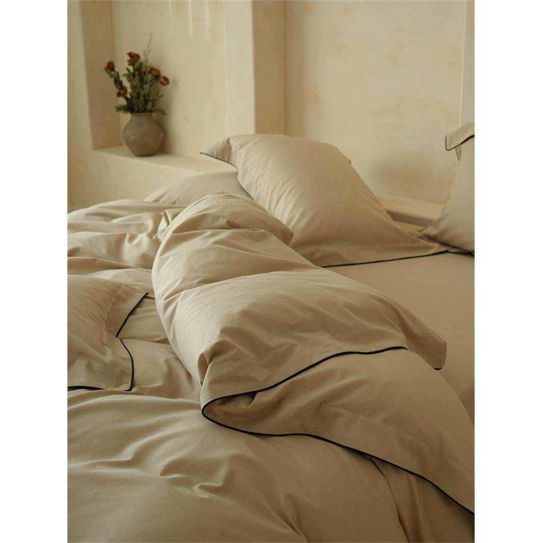 ins棉麻简约琥珀杏色嵌绳床上件套全.NXM棉15m1.8四公寓被套米三,床上用品,床品套件/四件套/多件套,淘宝优惠券,粉丝福利购,淘宝优惠卷