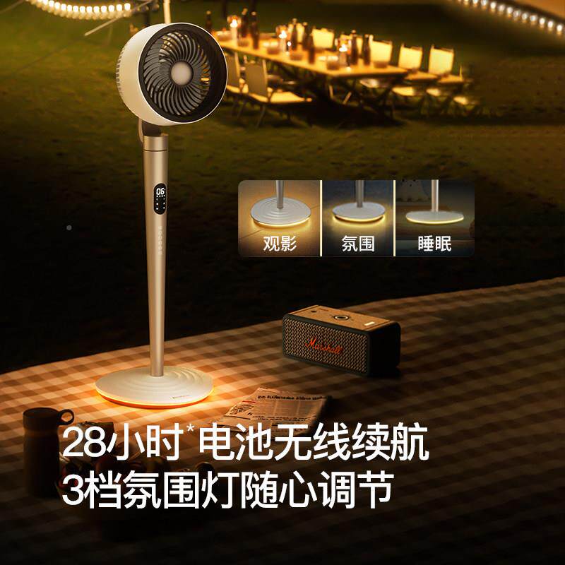 百斯Q1空气循环家用超静音落地扇60腾度旋转电风扇FJD18-22卧室办