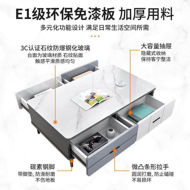 北欧茶几小型电视组合钢化柜玻璃茶桌轻奢现约代简家用客户厅LKY-
