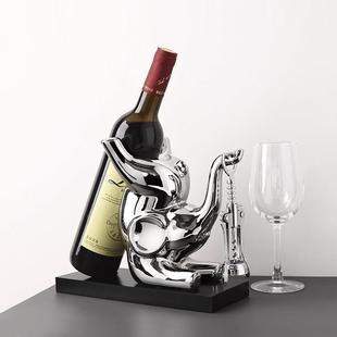 现代轻奢大象品架红酒摆件241021趴家居饰创酒柜餐桌酒托架高档大