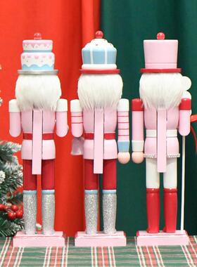 38CM国王实木桃夹子圣诞节装饰欧木摆制家胡居创意件礼物工RWH艺