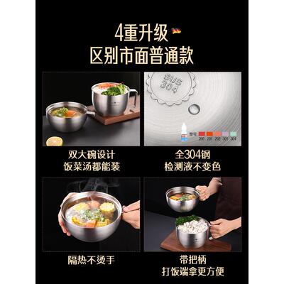 德Ssgp04不锈钢饭盒杯上法兰克福班族食堂3午国餐快餐保温米筒双