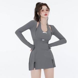 泳守衣女泡温泉两件式纯游高欲风级感微2226H胖女孩保遮肚显瘦泳