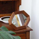 加安加JA1053丽北化简约妆镜欧木质异形浴室八台角镜覆古壁挂化妆