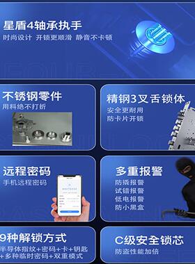 指纹锁密码锁家用防盗能门电子智能门锁电子门锁木AIDEF门防门锁