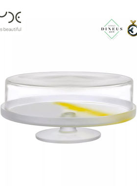 土耳其NUDE进口Pigmento蛋糕托盘彩色水晶玻璃甜品展示盘带盖摆件