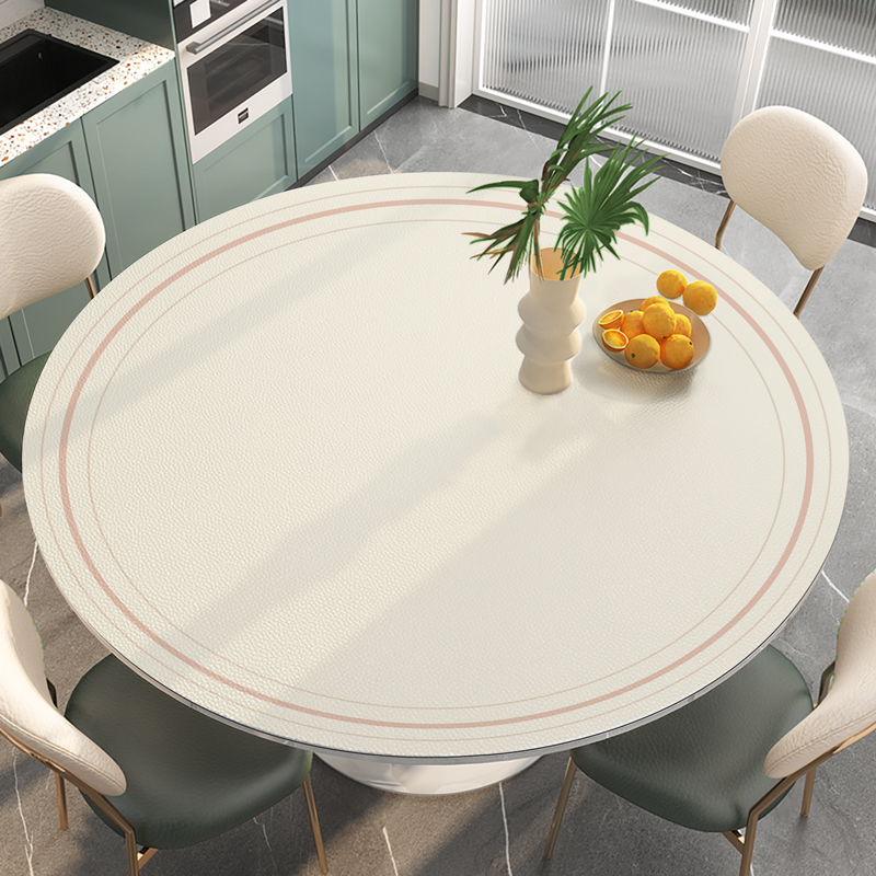 速发圆桌桌垫防水防油防烫隔热布洗桌免可图寸尺案皮革圆形餐桌垫