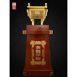 黄铜鼎盛千秋落地摆件办公室开业礼品带底座特大号铜鼎四方鼎摆件