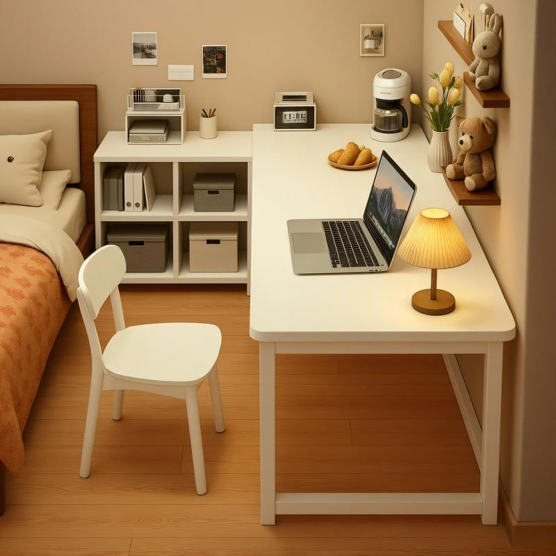 转角书桌书架一体桌电脑桌l型学生家用书桌办公桌卧室桌子房间