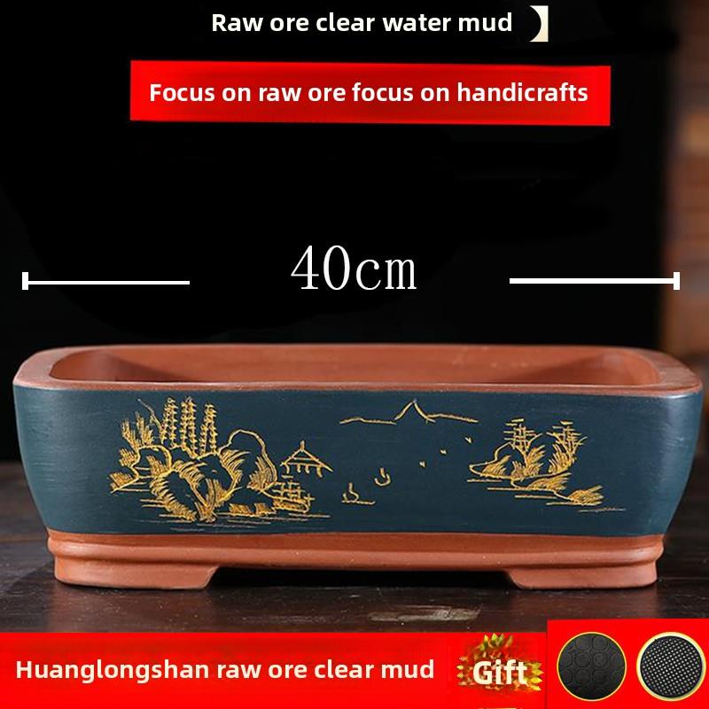 宜兴优质矩形紫砂花盆，槽盆景花盆，Clivia多肉花盆，梅花花盆，