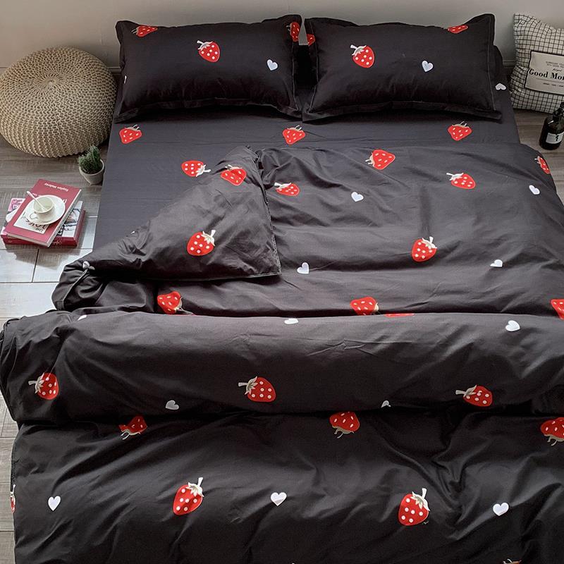 网红黑色被套床单件被罩女150x200x230宿舍单人1.5米1.8x2m被子套
