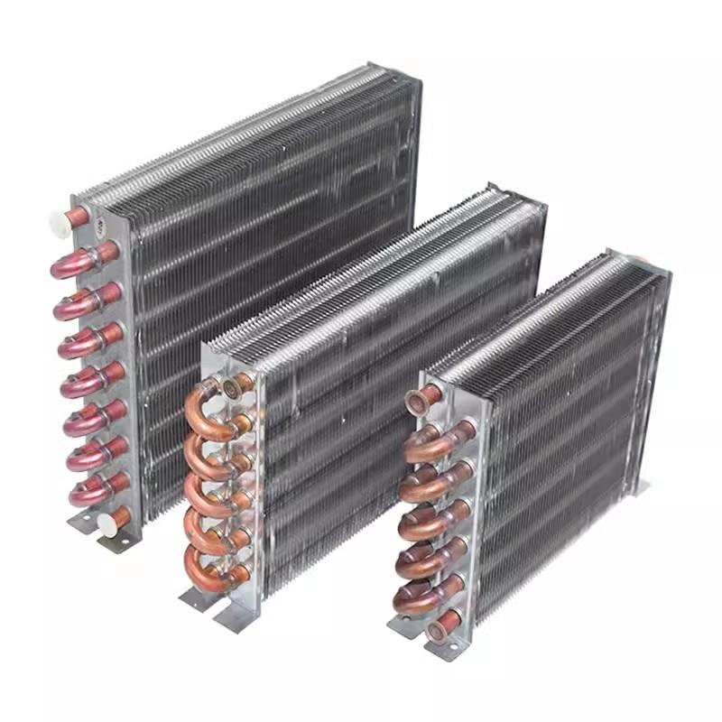 冰柜冷柜冷凝器 风冷水冷铝翅片冷凝器 铜管散热器翅片换热器无壳