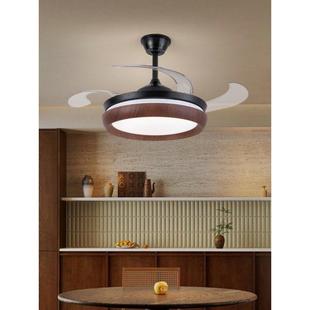 李昌无声原木隐形风扇变频客厅书房覆古风格 卧室胡桃色风扇吊灯