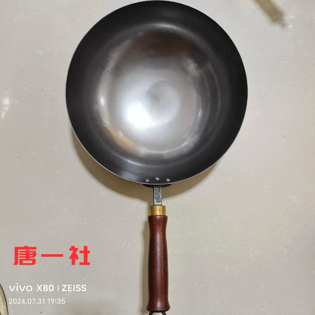 镜面黑锅章丘纯手工热锻冷锻纯铁锅无涂层不粘锅