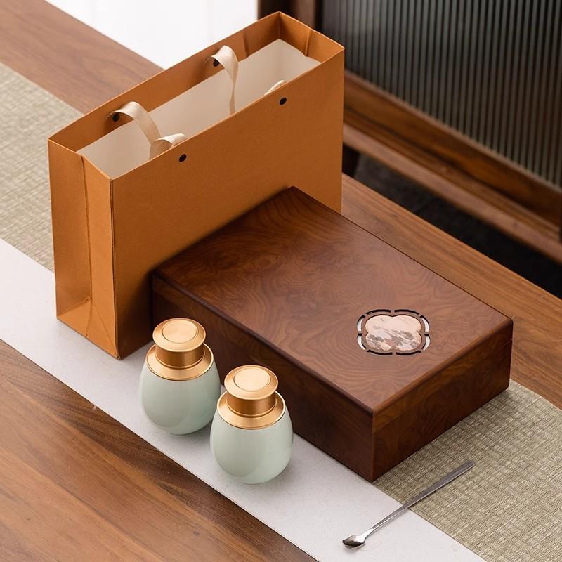 高档陶瓷合金盖小罐茶叶罐红金骏眉绿白龙井茶银针茶叶包装空礼盒