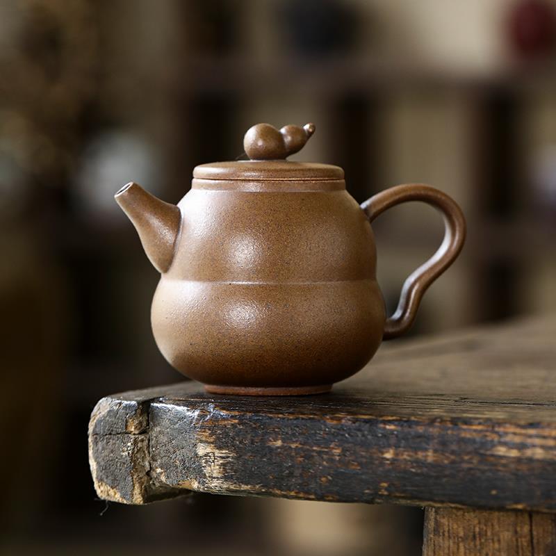 老岩泥福禄茶壶家用创意粗陶泡茶器带过滤中式功夫茶具柴烧手抓壶