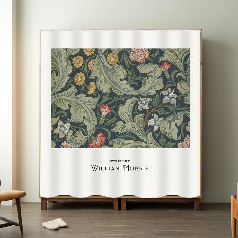 英伦威廉柜门帘隔断帘柜帘衣柜帘子储物柜遮挡布帘定制魔术贴轨道