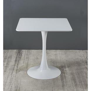 北欧白色岩板方桌简约奶茶店咖啡桌接待洽谈桌阳台郁金香烤漆桌子