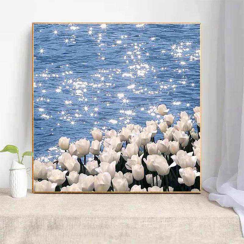 花卉风景钻石画2025新款郁金香5d贴钻十字绣小幅客厅卧室餐厅满钻