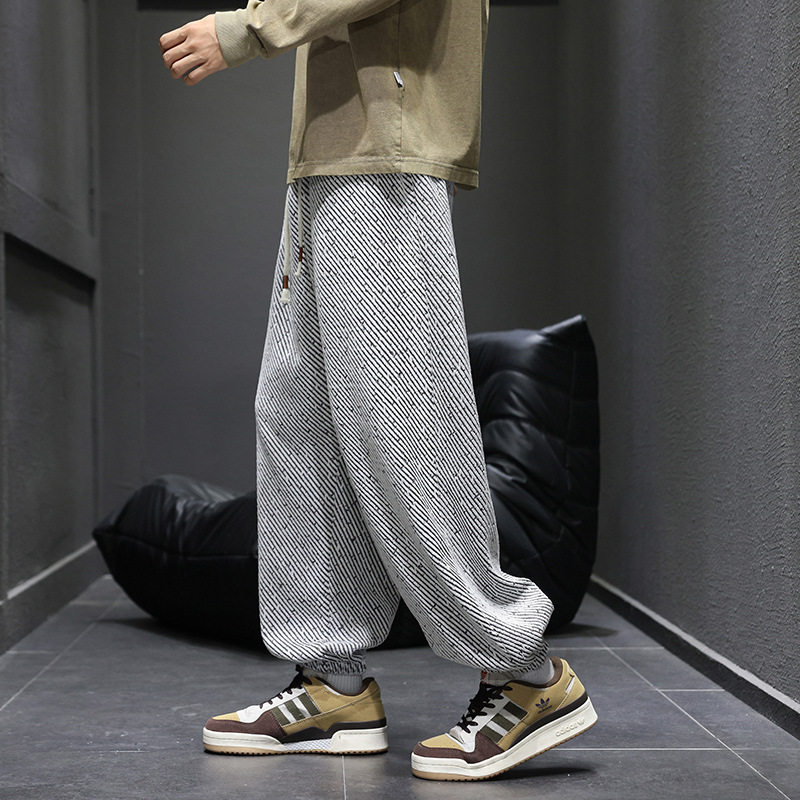 美式潮牌宽松哈伦束脚裤男士秋季2025新款宽松运动九分休闲裤春秋