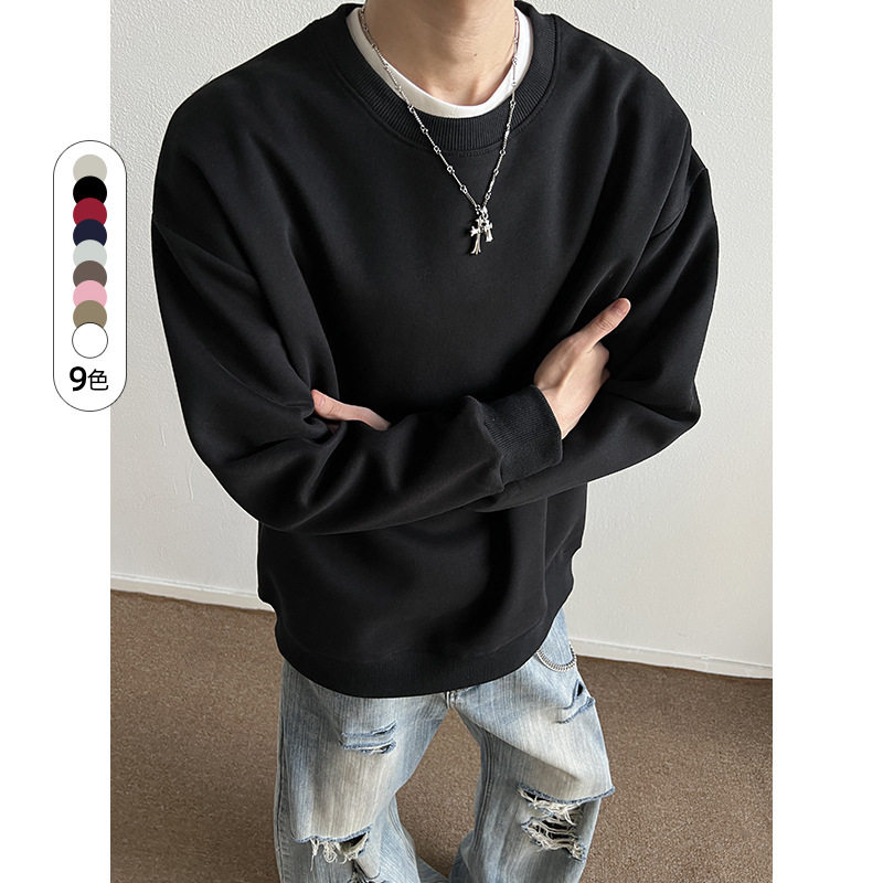 春秋季新款潮流ins圆领长袖卫衣男韩版青少年宽松百搭男上衣外穿