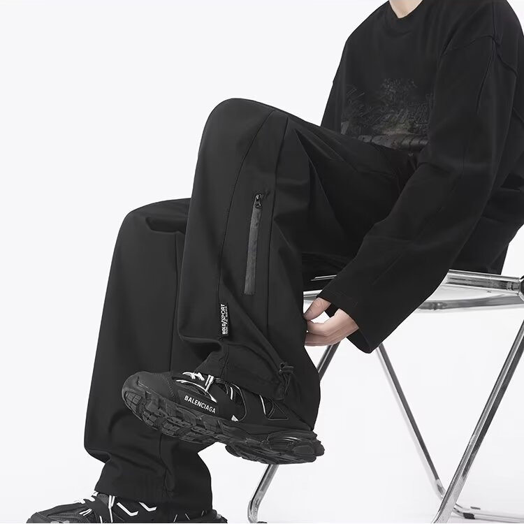 裤子男春秋新款冲锋工装裤青少年休闲百搭宽松直筒阔腿裤男士长裤