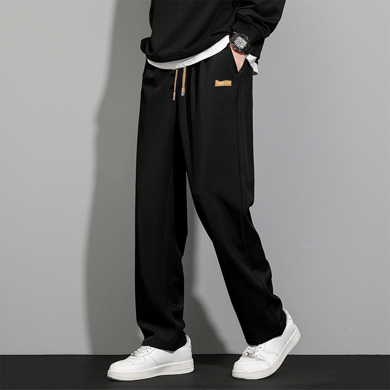 春秋季男款裤子垂坠感阔腿裤宽松运动男生卫裤潮流直筒裤休闲长裤