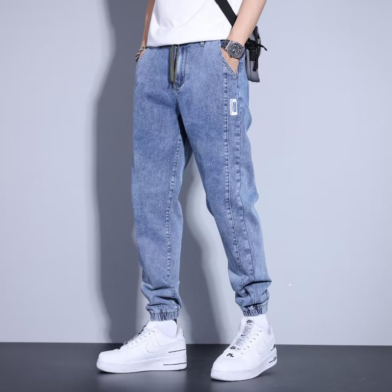 衫少服饰牛仔裤男士新款韩版修身束脚型时尚舒适潮流宽松哈伦长裤