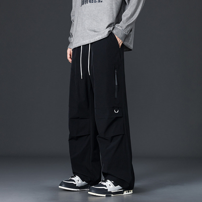 工装裤子男款春秋季美式伞兵休闲裤男潮牌青少年宽松直筒运动长裤