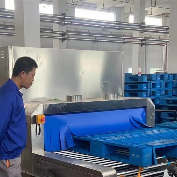 定制全自动隧道式高压清洗机塑料地板台清洁机械托盘自动清洗设备