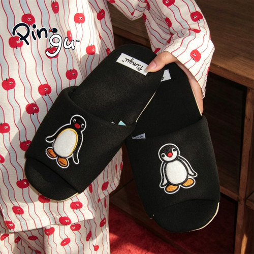 正版pingu企鹅棉布拖鞋男女四季