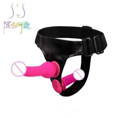 男女性成年用品穿戴午夜男女硅胶穿戴皮裤双头振动痒具裤女同拉拉