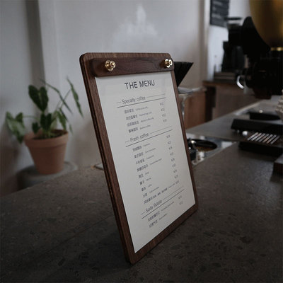 立式菜单夹板A4价目展示牌咖啡店吧台桌面立牌夹纸架菜单设计定制
